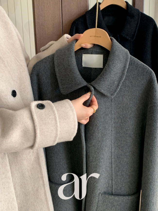 [울함유] 소매 비조 싱글 울 핸드메이드 미디 롱 코트 ct1669