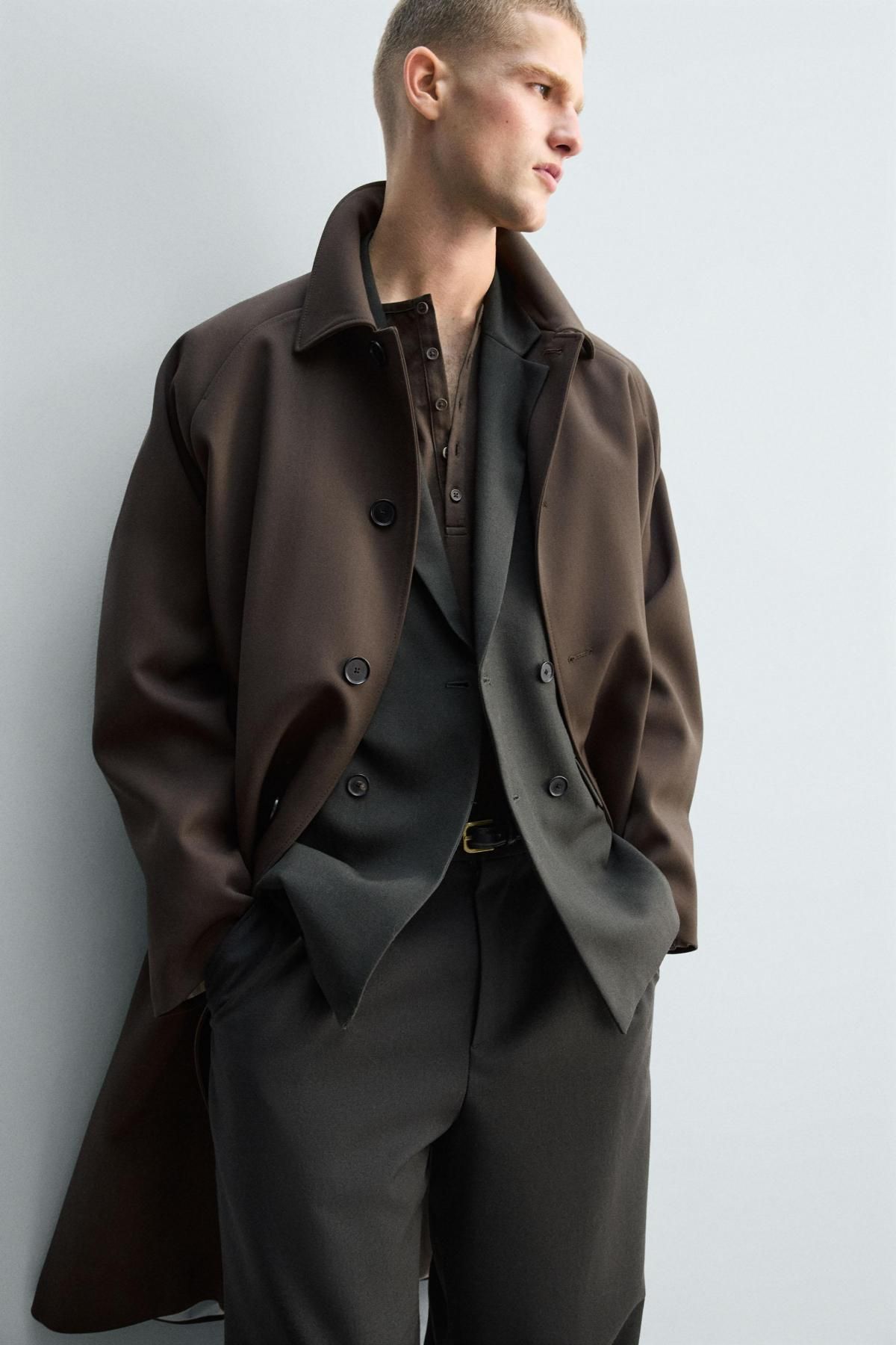 자라 울 롱 트렌치코트 브라운 한정판 6606/019 BROWN 이미지 8