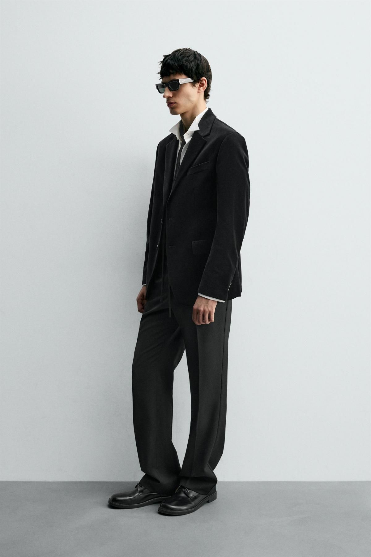 자라 레귤러핏 벨벳 블랙 블레이저 9621/310 BLACK - 상세 이미지 5