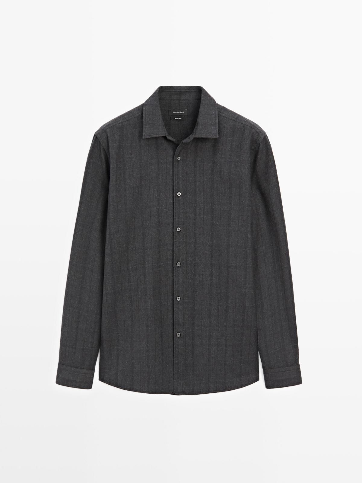 마시모두띠 클래식 체크 울 긴팔 셔츠 레귤러핏 1815/296 NAVY BLUE - 메인 이미지