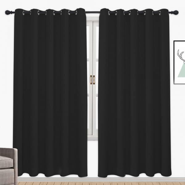암막커튼 아일렛 2장세트 긴창 미드나잇 베란다 블랙