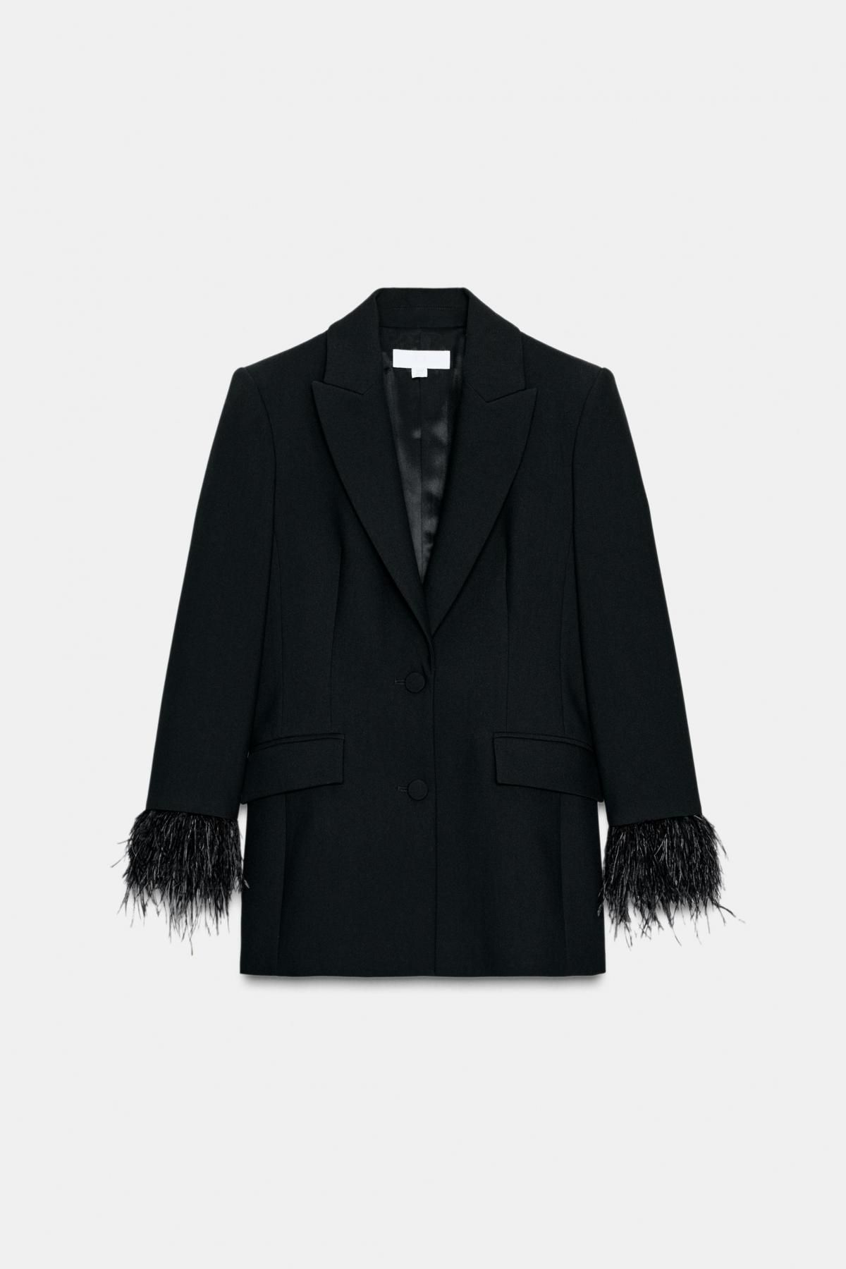자라 페미닌 페더 테일러드 블랙 블레이저 9339/696 BLACK - 상품 이미지