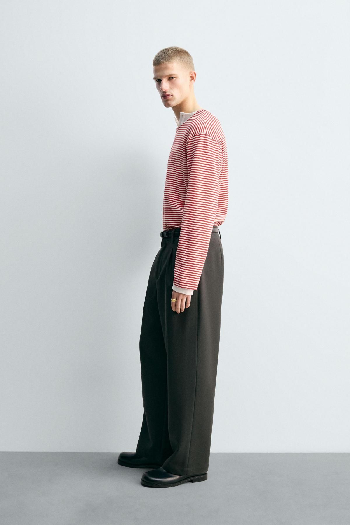 자라 한정판 스트라이프 자카드 긴팔 티셔츠 4087/394 RED / WHITE - 상세 이미지 5
