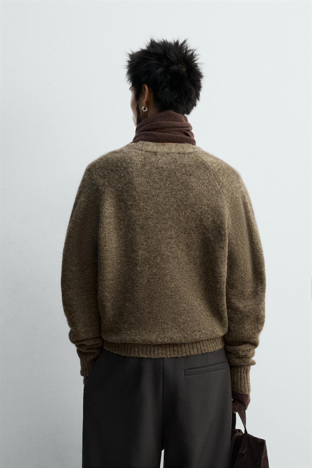 자라 한정판 울 브이넥 릴렉스핏 가디건 0693/322 BROWN - 상세 이미지 4