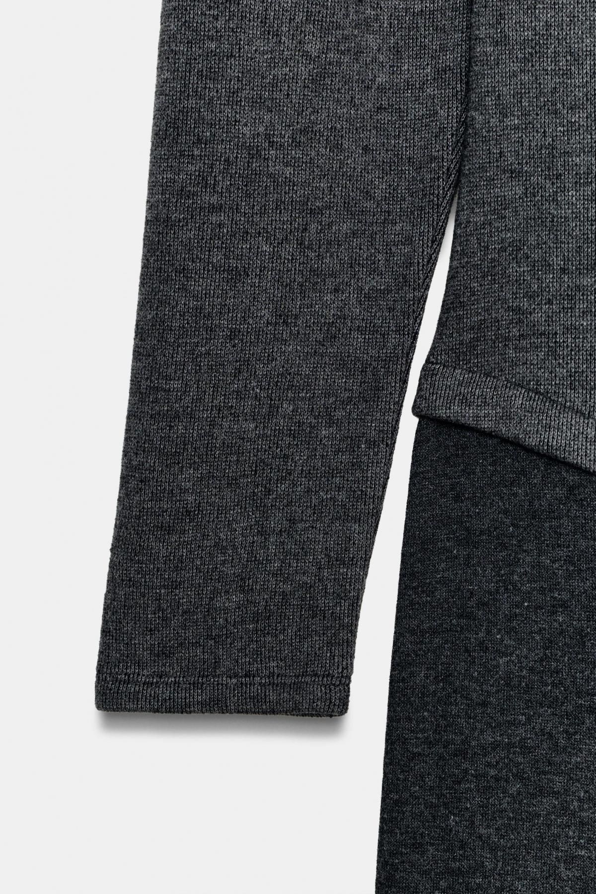 자라 소프트 테크니컬 배색 롱 원피스 0264/400 GREY MARL - 상세 이미지 3