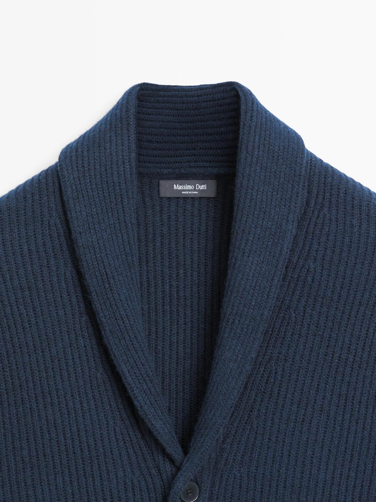 마시모두띠 울 혼방 니트 칼라 가디건 1113/240 NAVY BLUE - 상세 이미지 3