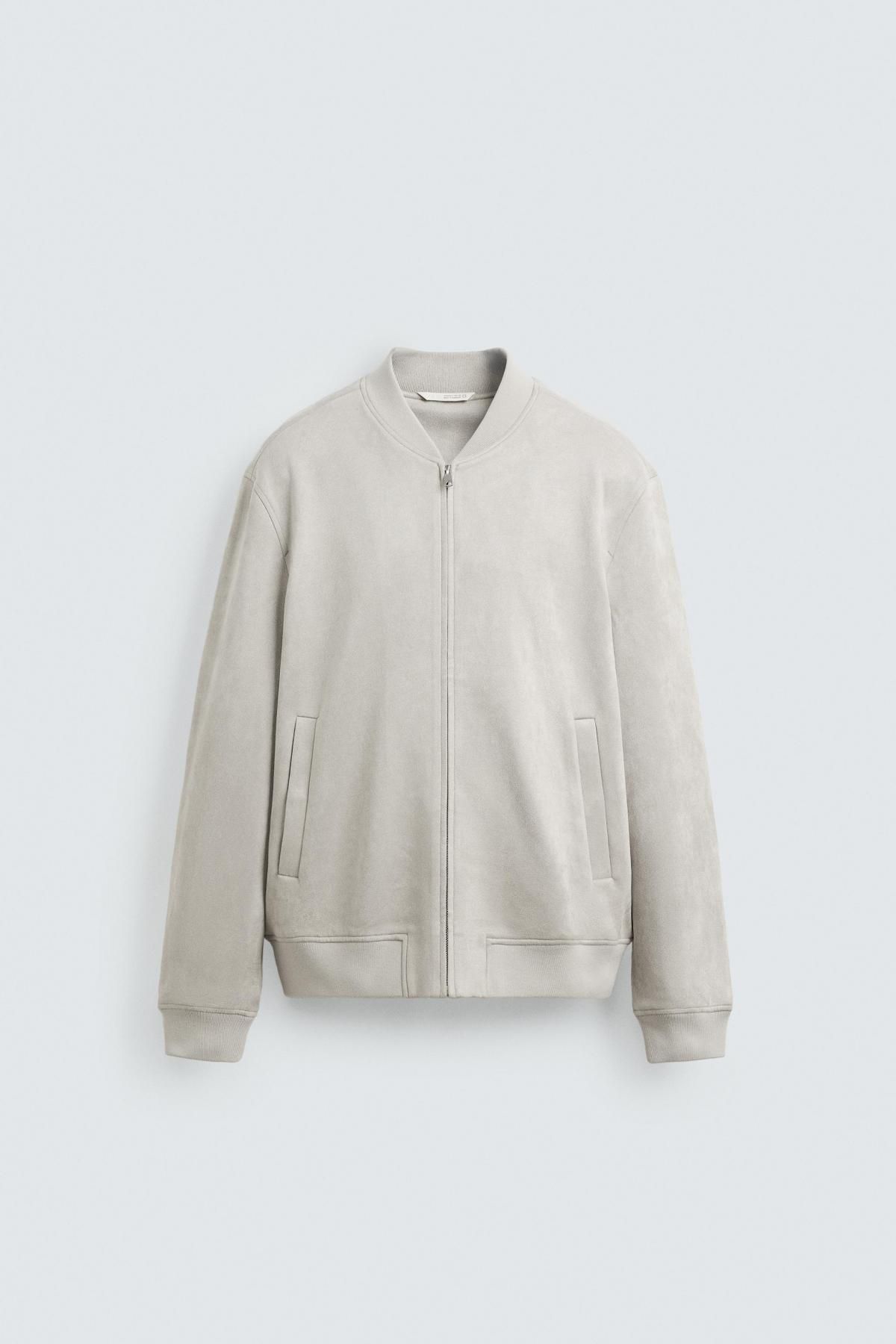 자라 테크니컬 페이크 스웨이드 블루종 재킷 8574/400 PEARL GREY - 메인 이미지