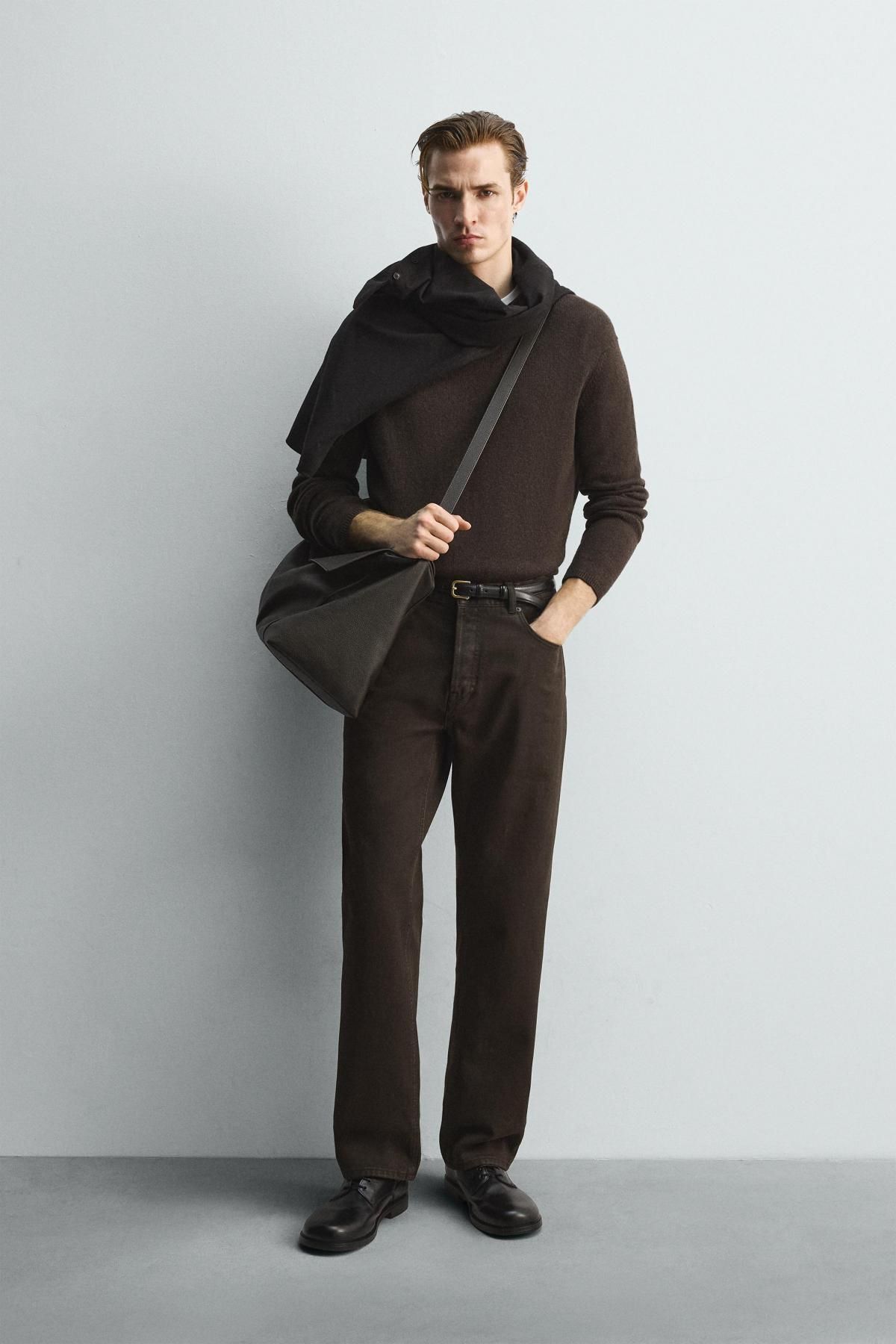 자라 왁스드 스트레이트핏 데님 팬츠 5585/325 BROWN - 상세 이미지 2