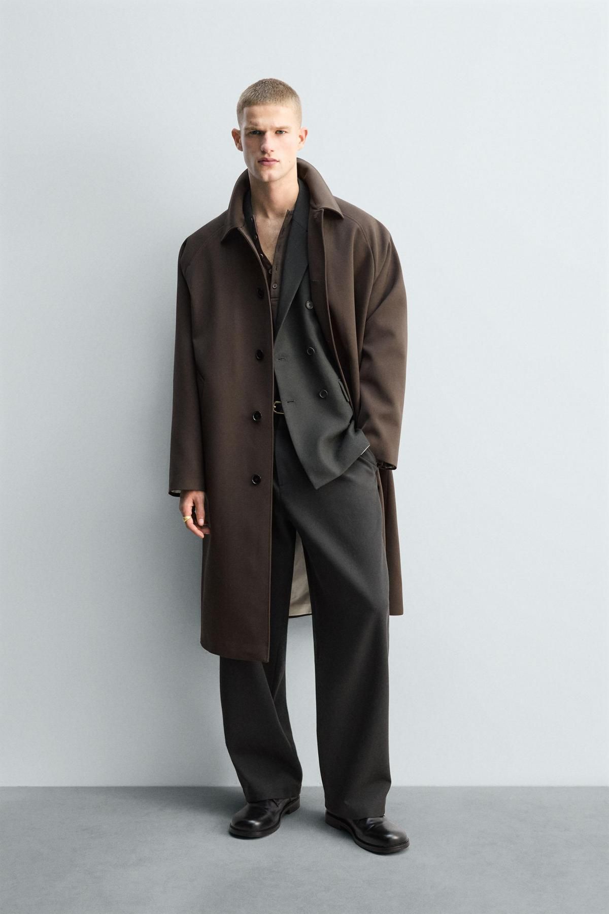 자라 울 롱 트렌치코트 브라운 한정판 6606/019 BROWN - 상세 이미지 2