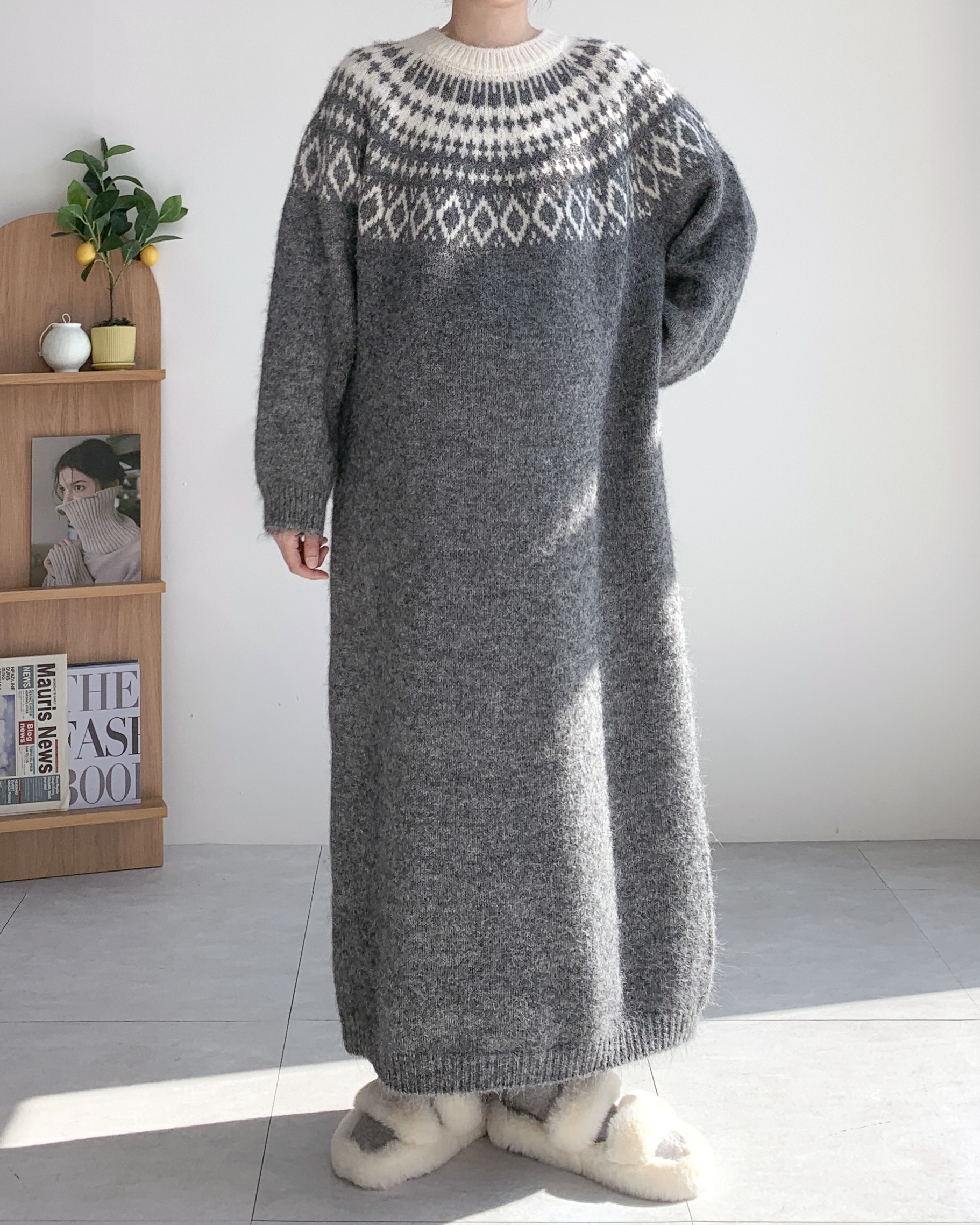 노르딕원피스 겨울니트원피스 77사이즈원피스 이미지 6