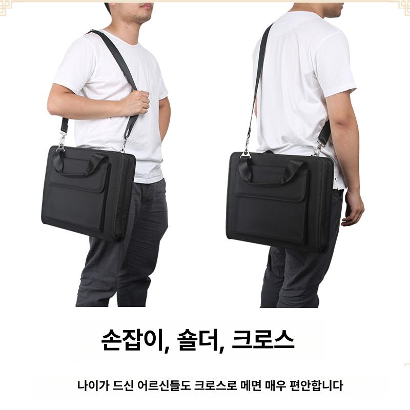 포함 서예가방 문방사우 다기능 1 어깨끈 크로스백 블랙 가죽 스트랩 블랙 가죽 숄더 스트랩 포함 - 상세 이미지 3
