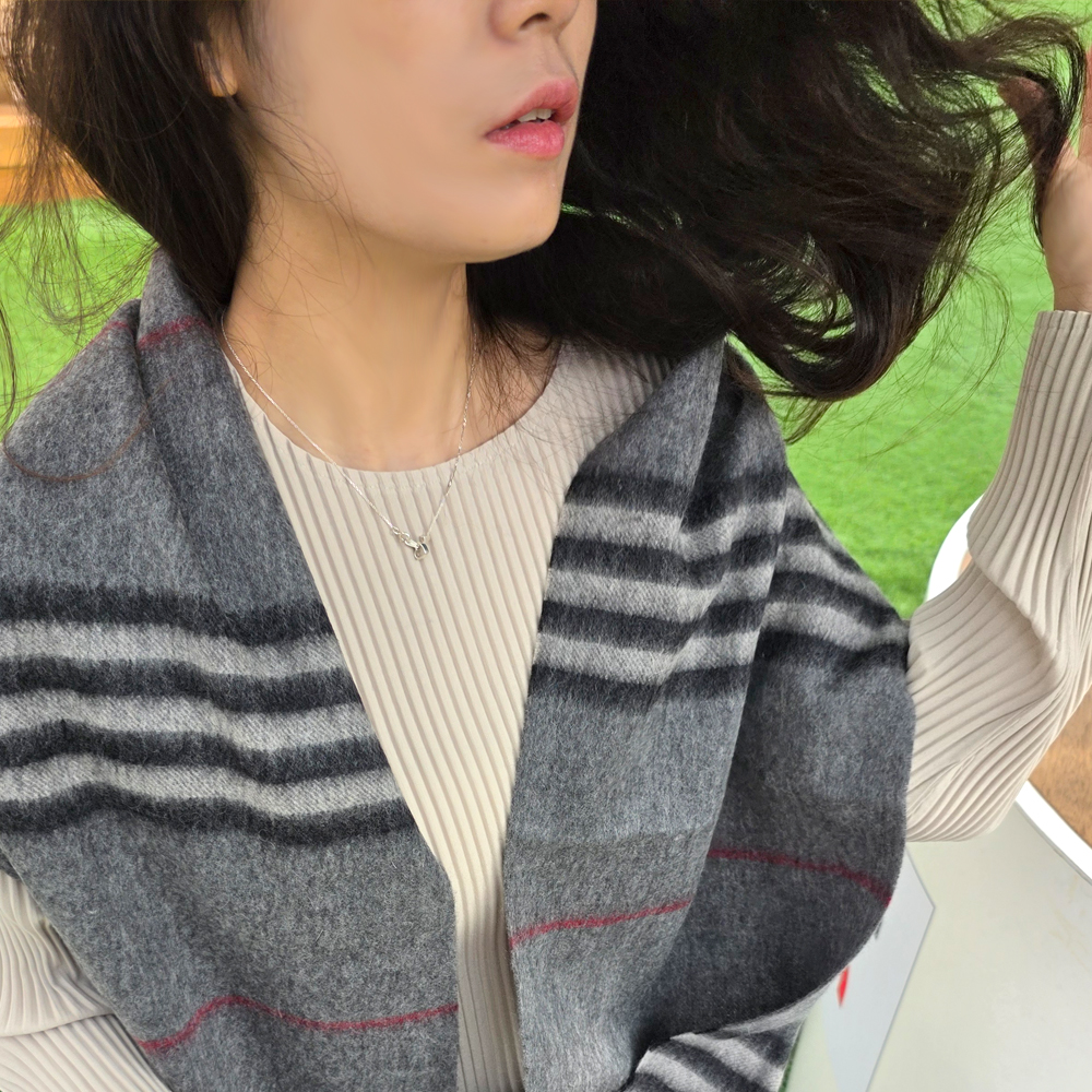 VM04 울 100% 보더 남녀공용 머플러 - 상품 이미지