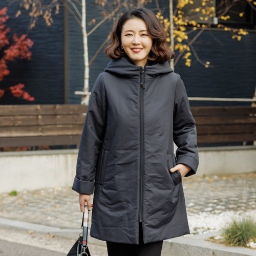 엄마옷 조이마담 J2902 배색 반후드 누빔코트 패딩점퍼 중년여성의류 - 메인 이미지