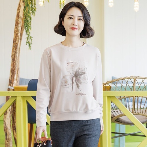 엄마옷 조이마담 T51551 노방 플라워 티셔츠 중년여성의류 - 상품 이미지