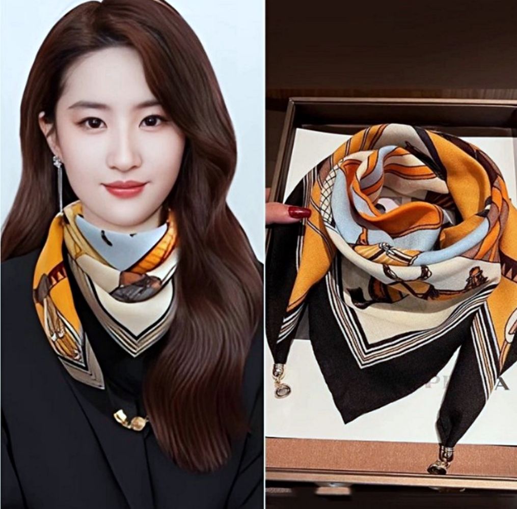 여자 봄 사각 스카프 중년  50대 여성 마그네틱 1+1 - 상세 이미지 3