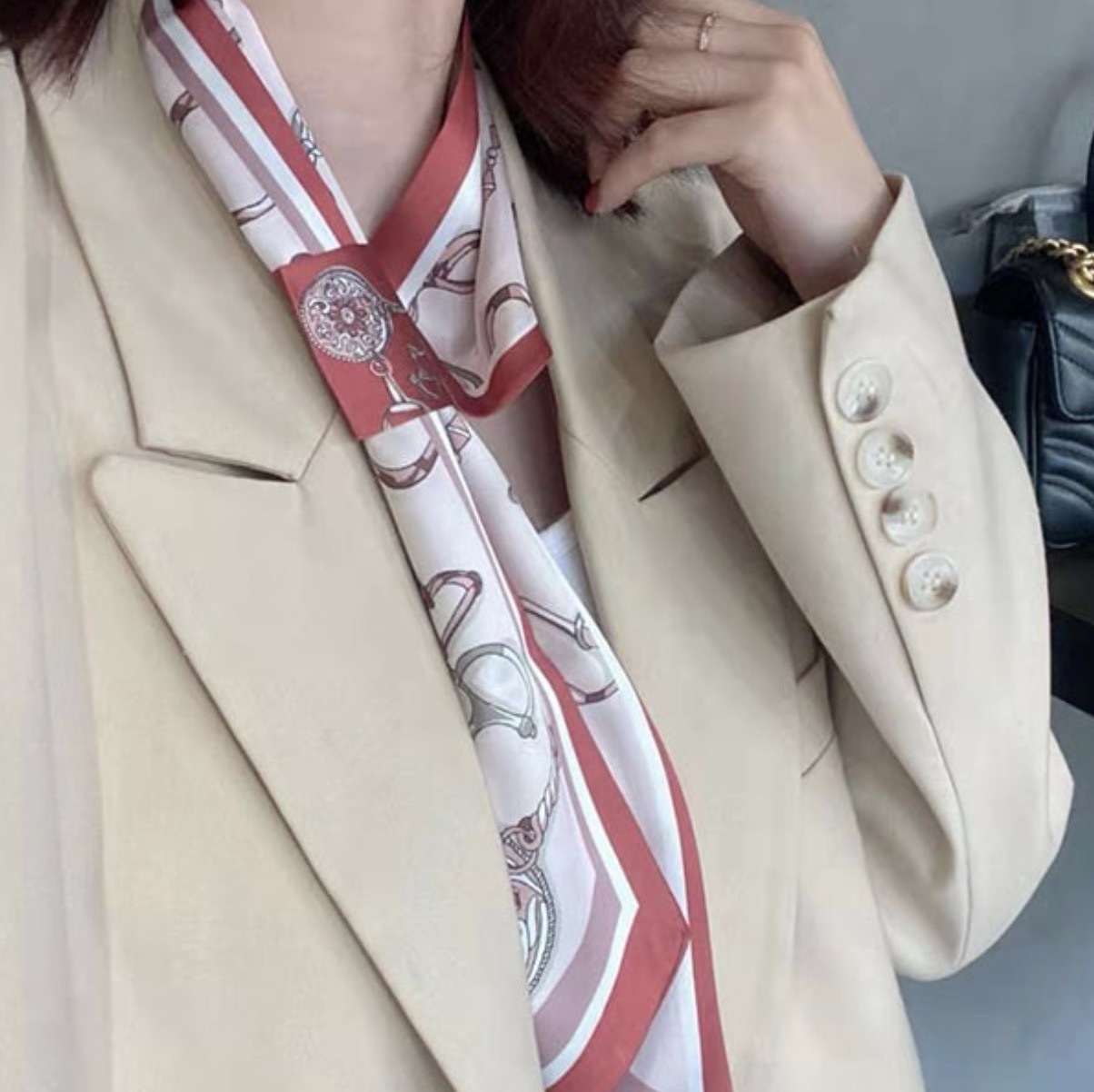 여성고리스카프 쁘띠스카프 가방스카프