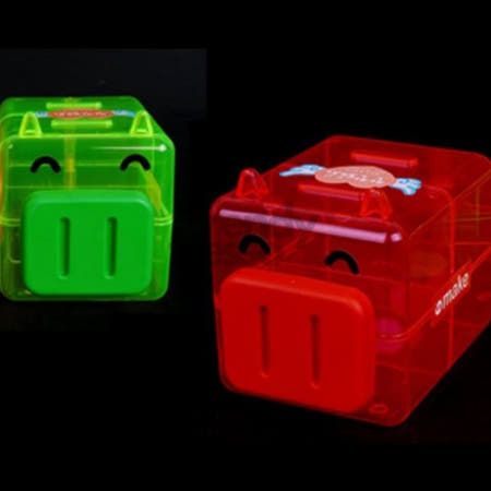 [트렌디프레소협력사]데이슬롯 저금통 중3구 투명돼지저금통