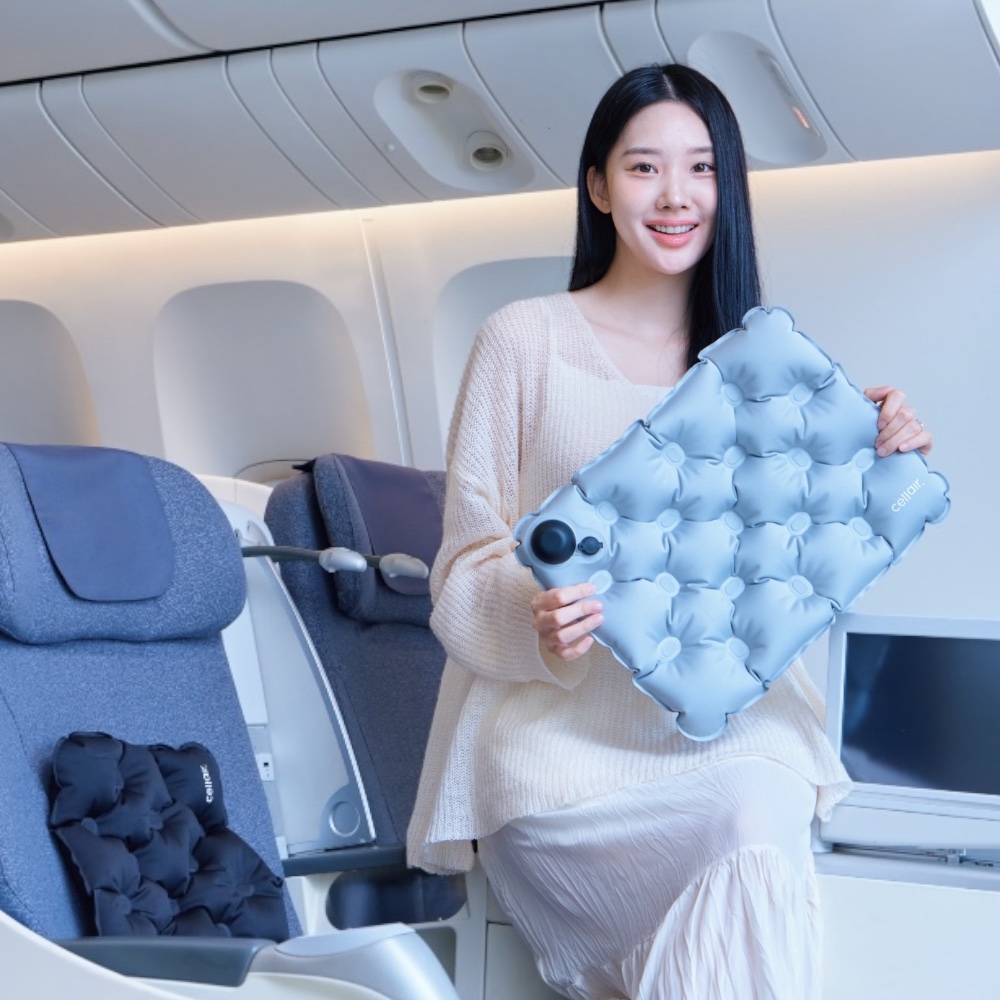 셀레어 트래블 쿠션 휴대용 에어 무하중 차 야구장 공원 기내용 비행기 에어셀 여행용 방석