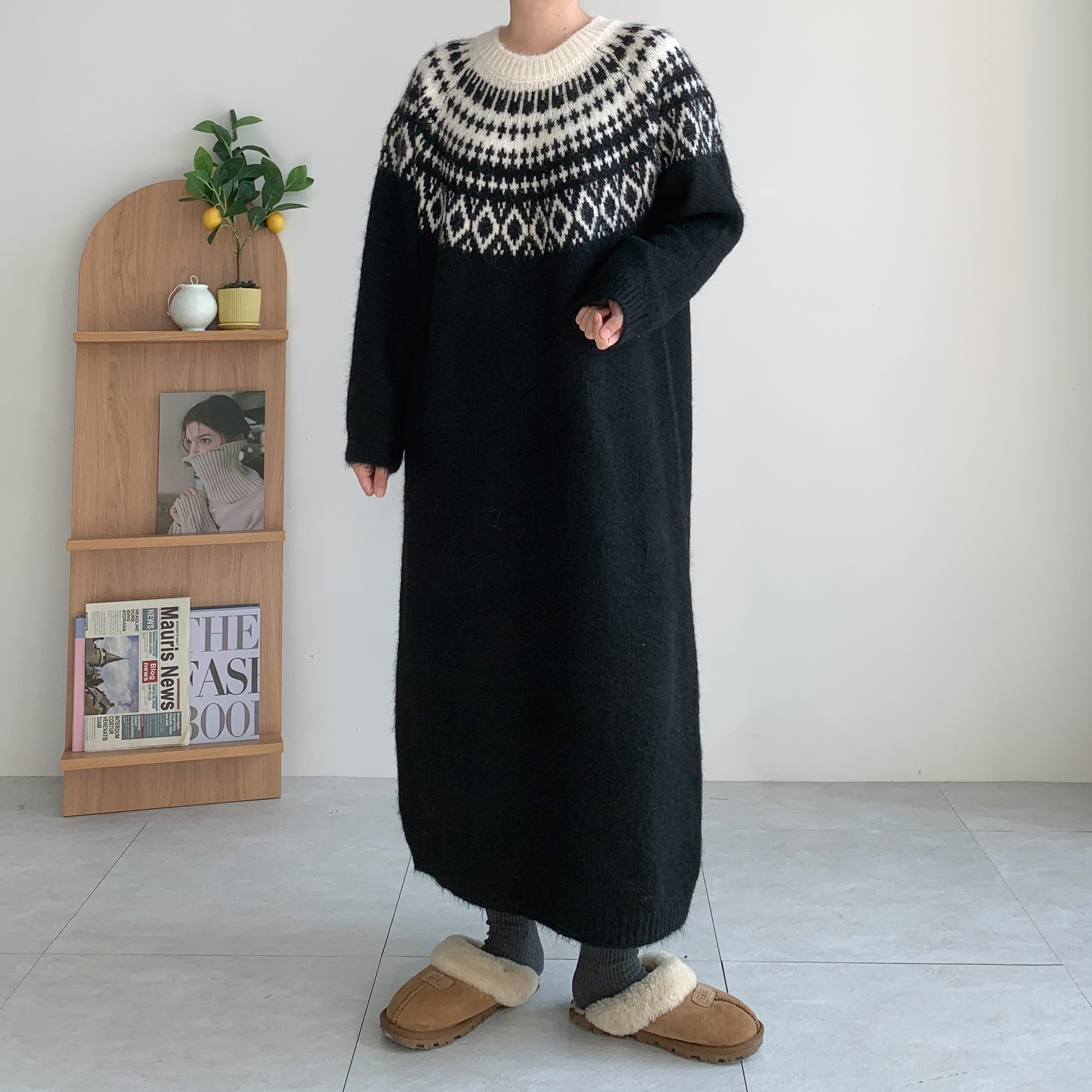 노르딕원피스 겨울니트원피스 77사이즈원피스 - 상세 이미지 2
