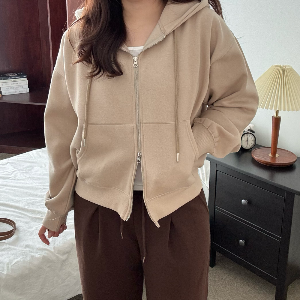 기모후드집업 여성 기모 투웨이 후드 집업 - 상세 이미지 4