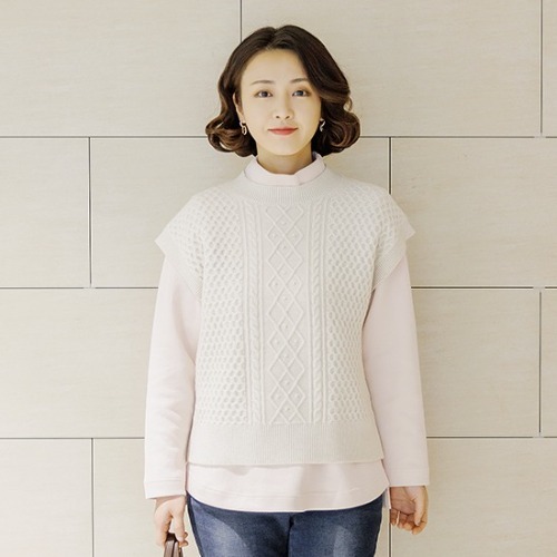 엄마옷 조이마담 J2928 와플 니트 베스트 조끼 중년여성의류 - 상품 이미지