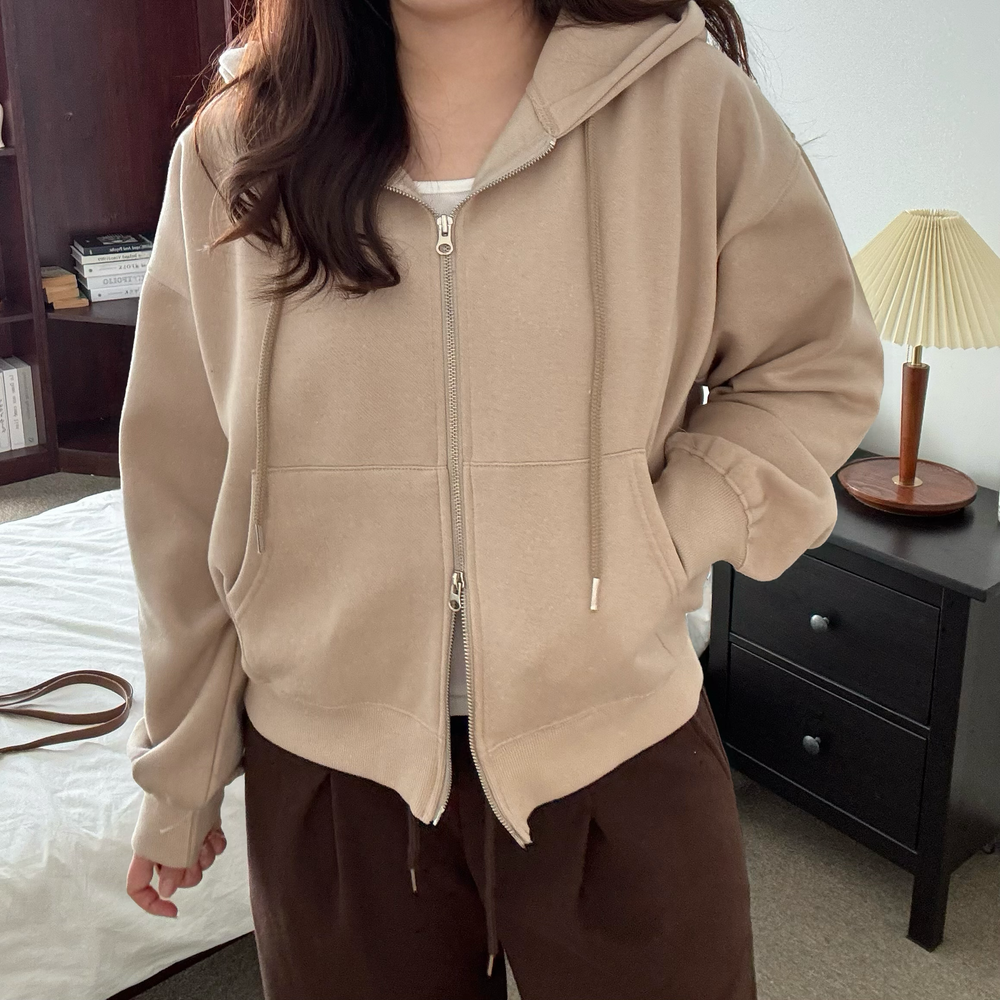 기모후드집업 여성 기모 투웨이 후드 집업 - 상세 이미지 3