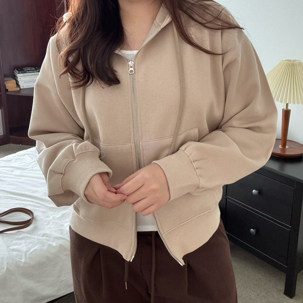 기모후드집업 여성 기모 투웨이 후드 집업 - 상세 이미지 2