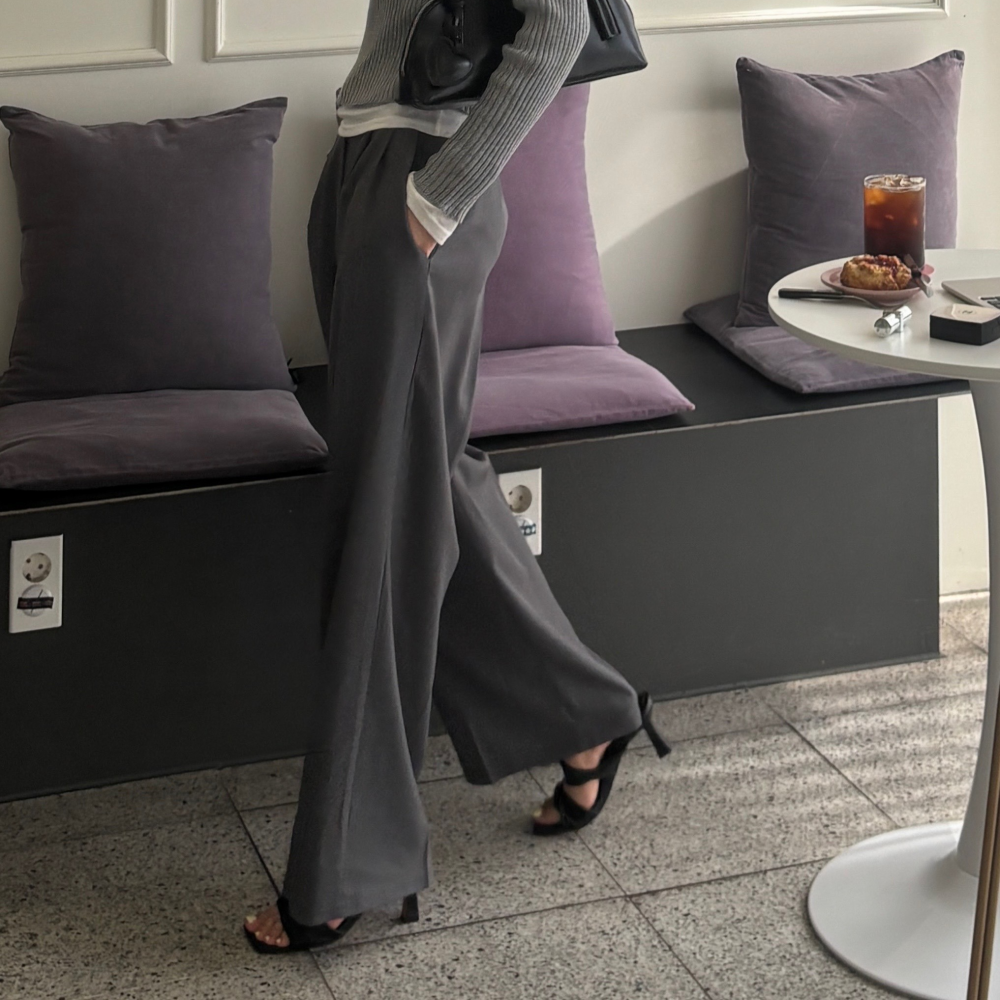 와이드슬랙스 와이드핏 여자 슬랙스 바지 - 상세 이미지 3