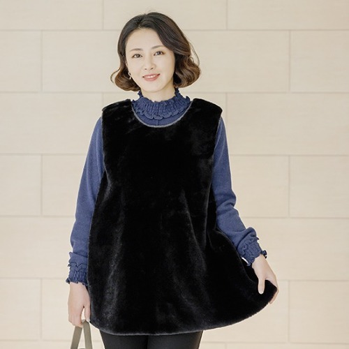 엄마옷 조이마담 J2919 트임 퍼 베스트 조끼 중년여성의류 - 메인 이미지