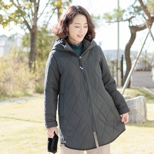 엄마옷 조이마담 J3096 다이아 반후드 누빔 코트 패딩점퍼 중년여성의류 - 메인 이미지