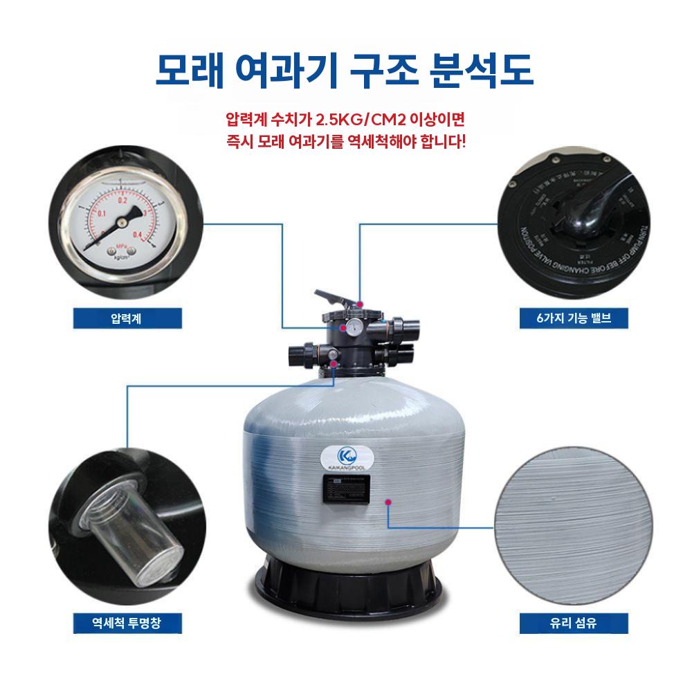대형수영장 필터 온천 풀장 여과기 수질 관리 샌드필터 S600 / 규사충전재 별도 - 상세 이미지 3