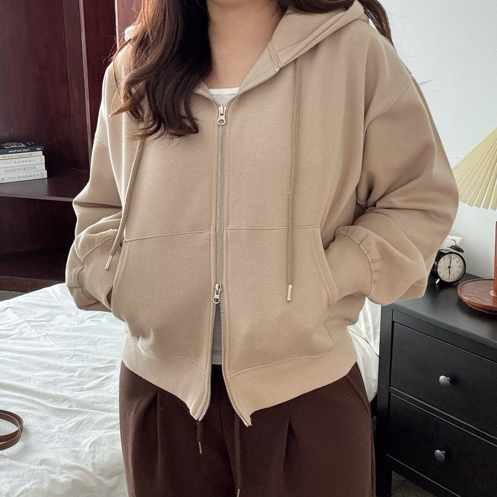기모후드집업 여성 기모 투웨이 후드 집업 - 상세 이미지 5