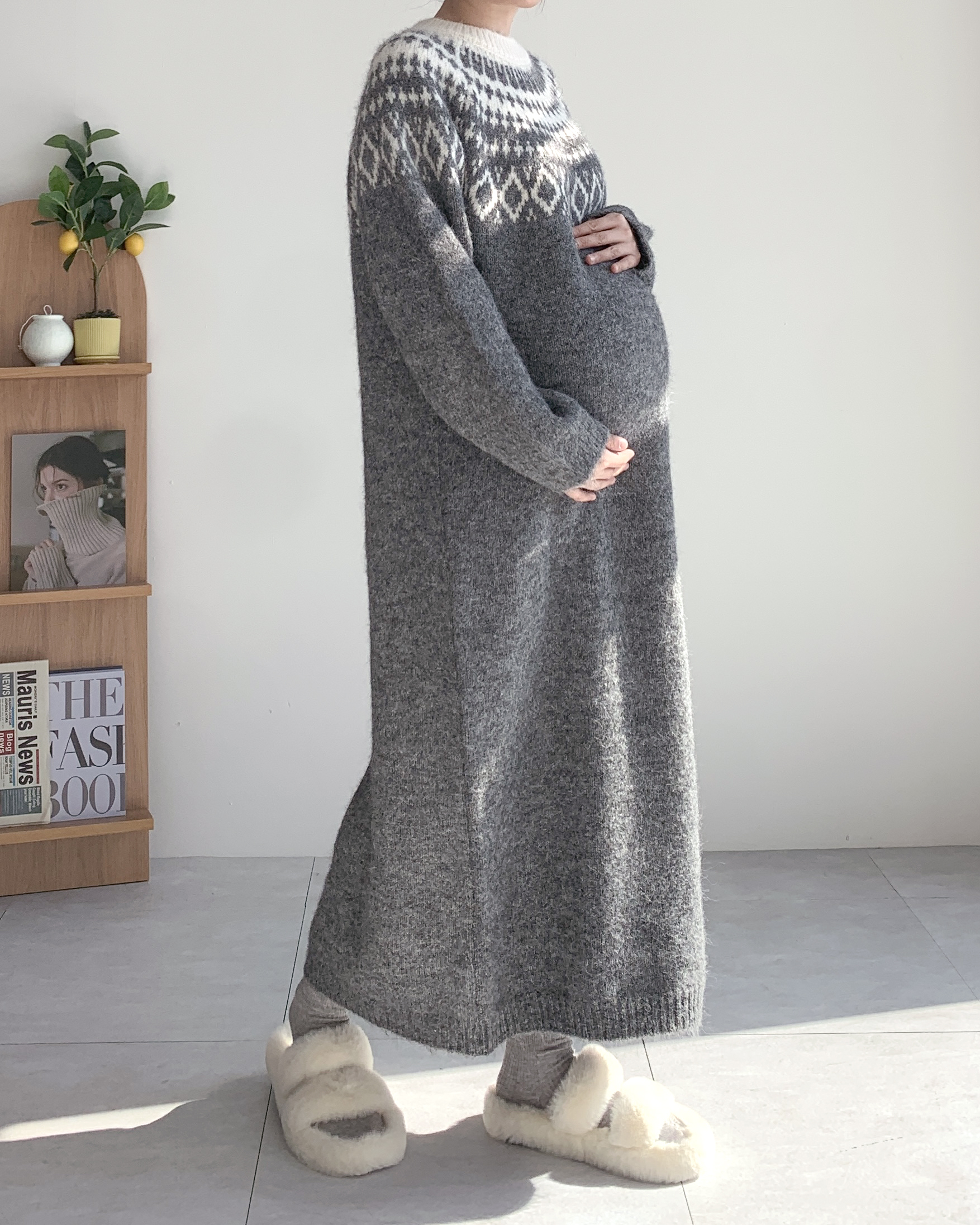 노르딕원피스 겨울니트원피스 77사이즈원피스 - 상세 이미지 5