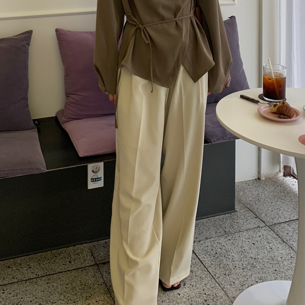 와이드슬랙스 와이드핏 여자 슬랙스 바지 - 상세 이미지 2