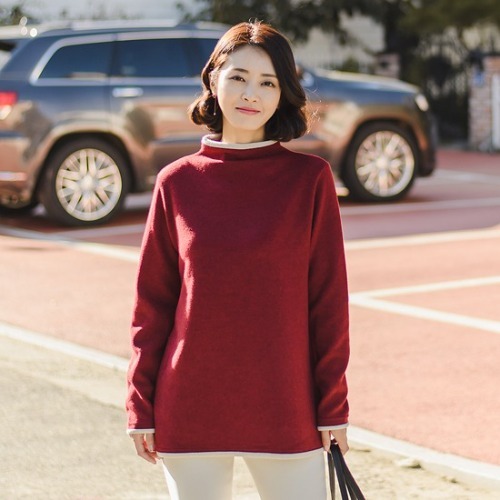 엄마옷 조이마담 T5427 라인배색 뽀송 티셔츠 중년여성의류 - 상품 이미지
