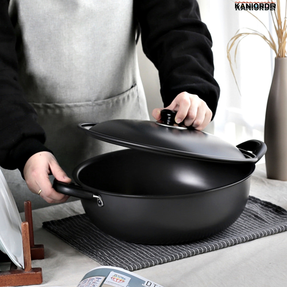 가정용웍 튀김팬 명절 식당 대용량 큰 후라이팬 경질 튀김냄비 국산40cm - 상품 이미지