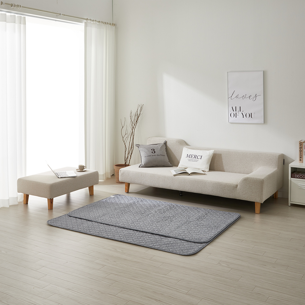 온휴 침대 전기요매트 캠핑전기요 탄소전기요 카본 초극세사 싱글, 100X180cm, 연그레이