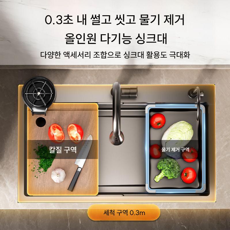 주방 사각싱크볼 스텐 씽크태 탕비실 원룸 카페 개수대 60x45cm (수전 별도) - 상세 이미지 2