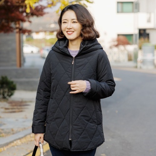 엄마옷 조이마담 J2900 반후드 누빔 점퍼 패딩코트 중년여성의류 - 메인 이미지