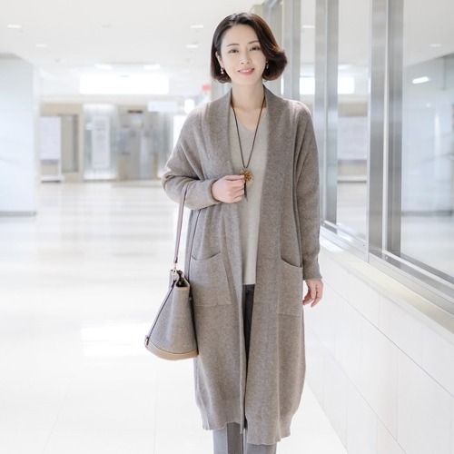엄마옷 조이마담 J2677 캐시미어 롱 가디건 중년여성의류 - 상품 이미지