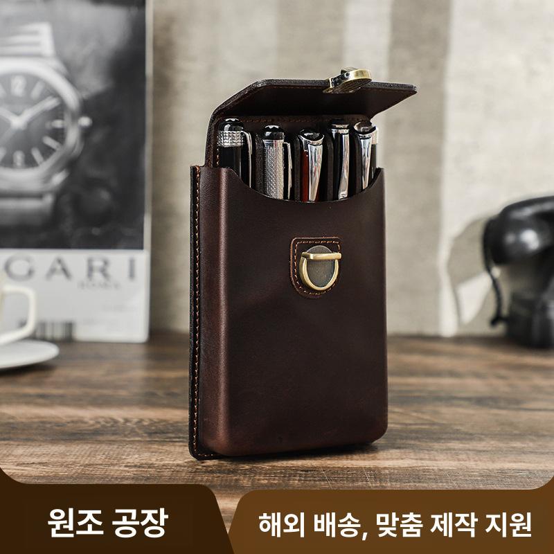 소가죽 펜파우치 만년필 케이스 분리형 수납함 커피 5 - 상세 이미지 3