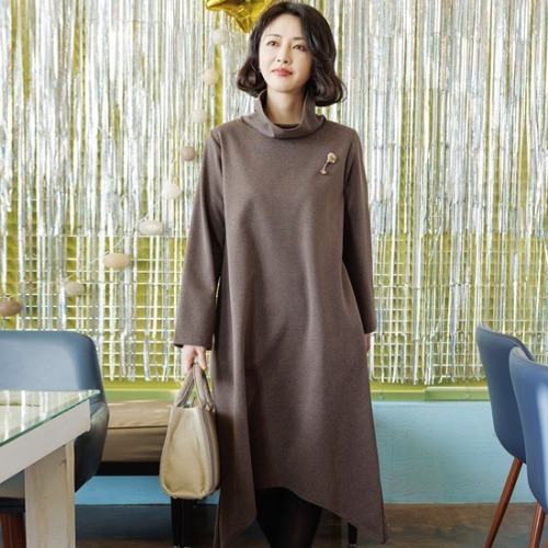 엄마옷 조이마담 ON1433 터들넥 기모 원피스 중년여성의류 - 상품 이미지