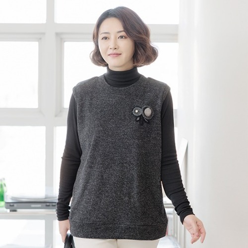 엄마옷 조이마담 J3115 밍크 코사지 베스트 조끼 중년여성의류 - 상품 이미지