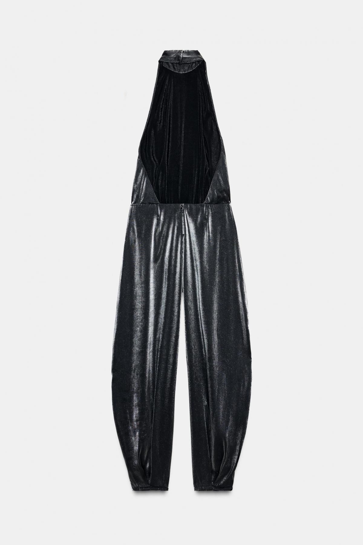 자라 메탈릭 퍼프 헴 홀터넥 점프수트 6929/481 BLACK - 상세 이미지 4