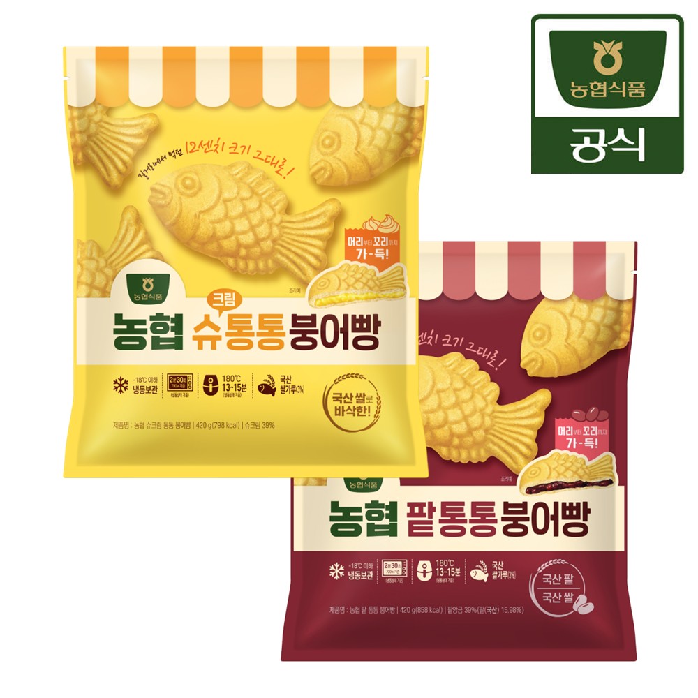 농협식품 농협 팥/슈크림통통 붕어빵 420g 4개 - 상품 이미지
