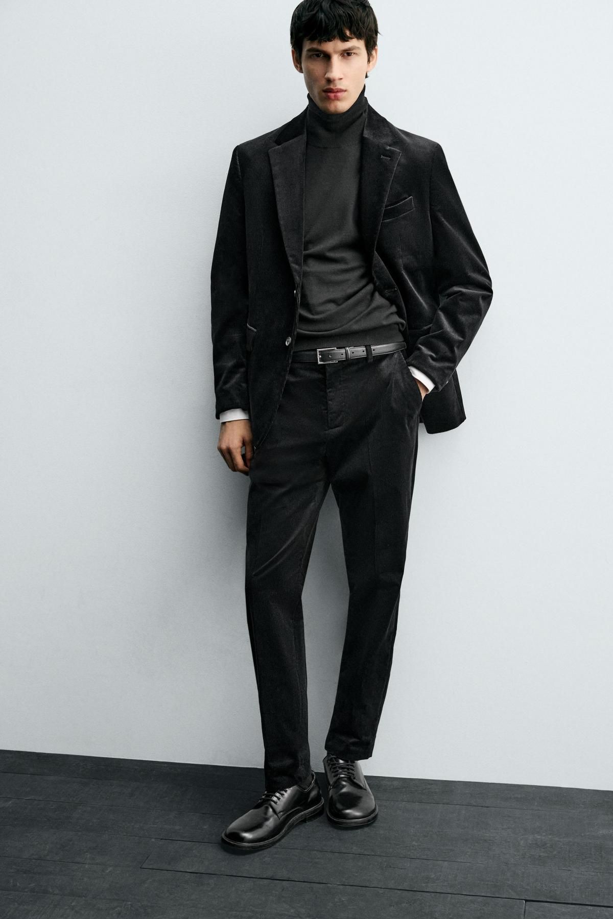 자라 코듀로이 클래식 정장 팬츠 5938/485 BLACK - 상세 이미지 5