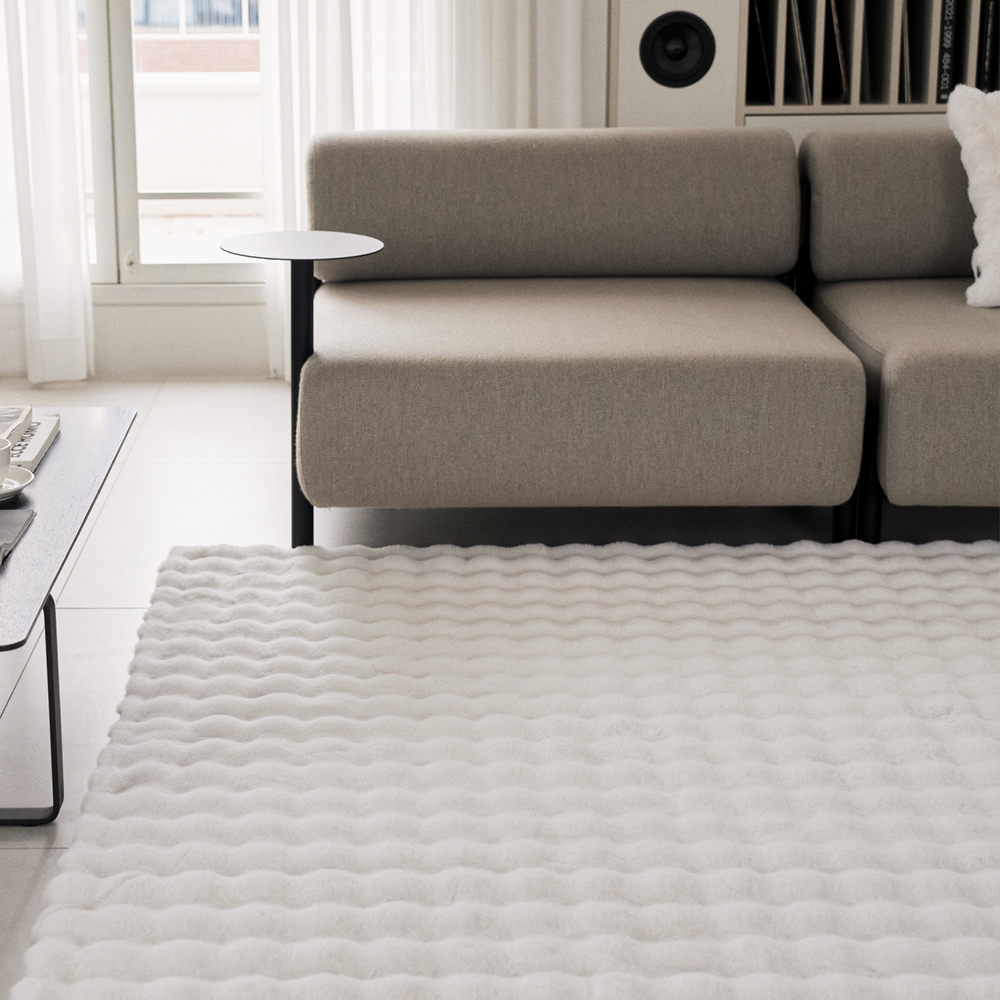 몽글몽글 고밀도 밍크 라떼 극세사 러그 밀크, 150x200