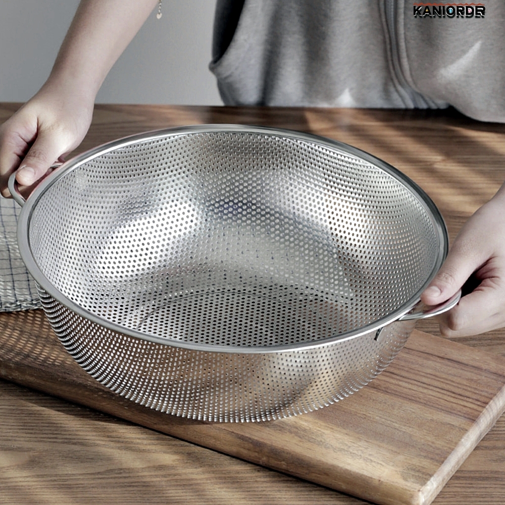 스테인레스채반 타공 채반 거름채 야채 과일 물빠짐 바구니 밀가루 망채 32CM - 상품 이미지
