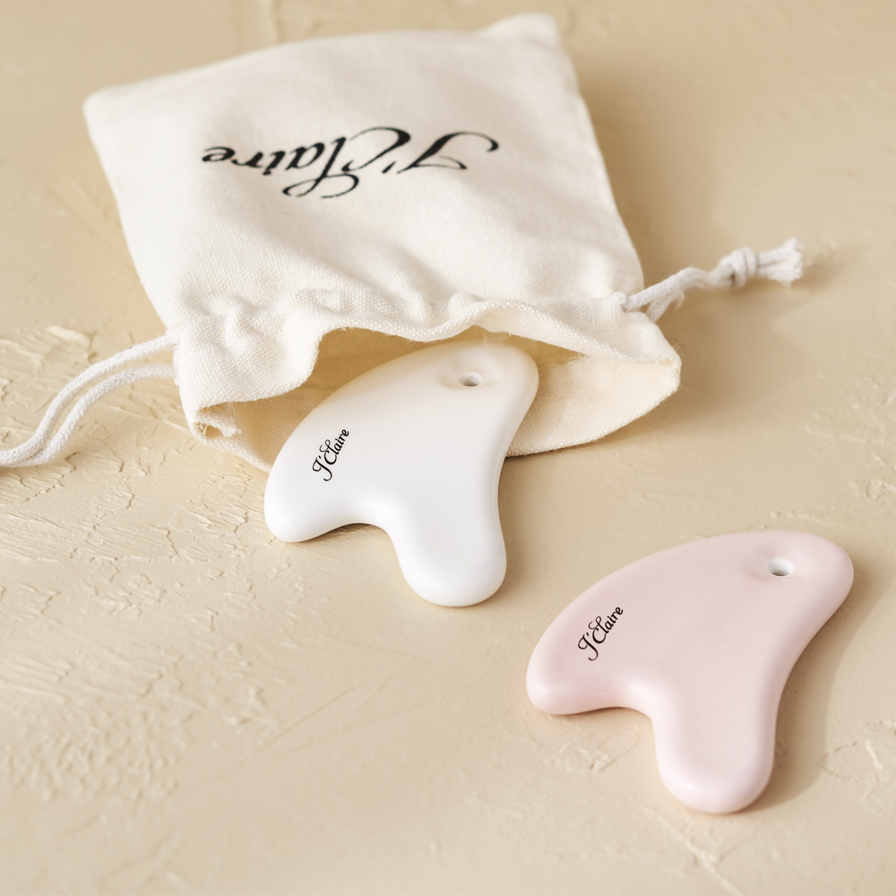 제이끌레르 세라믹 하트 괄사 화이트 얼굴 마사지기