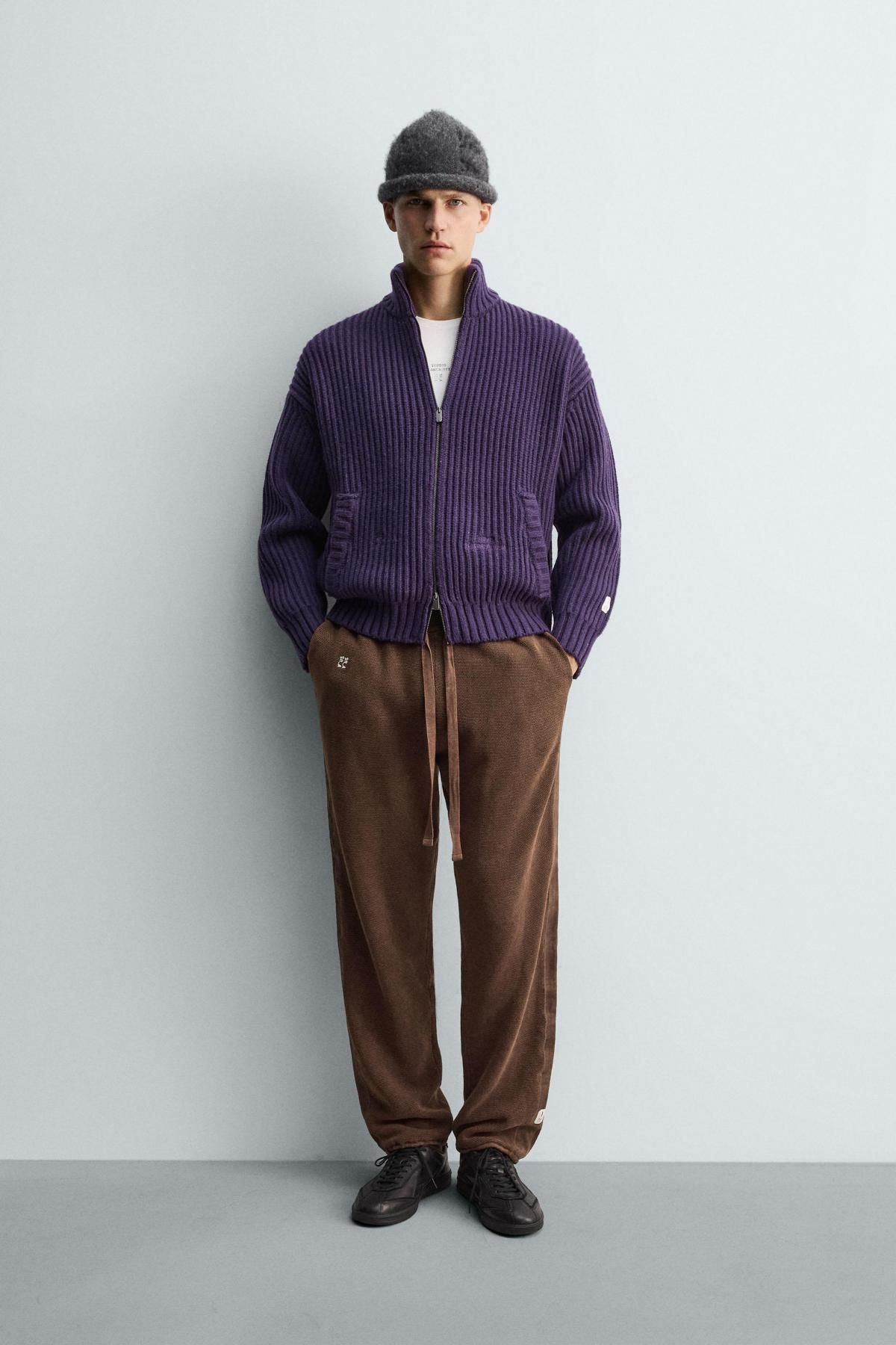 자라 코튼 와이드핏 니트 조거 팬츠 3284/391 BROWN - 상세 이미지 2